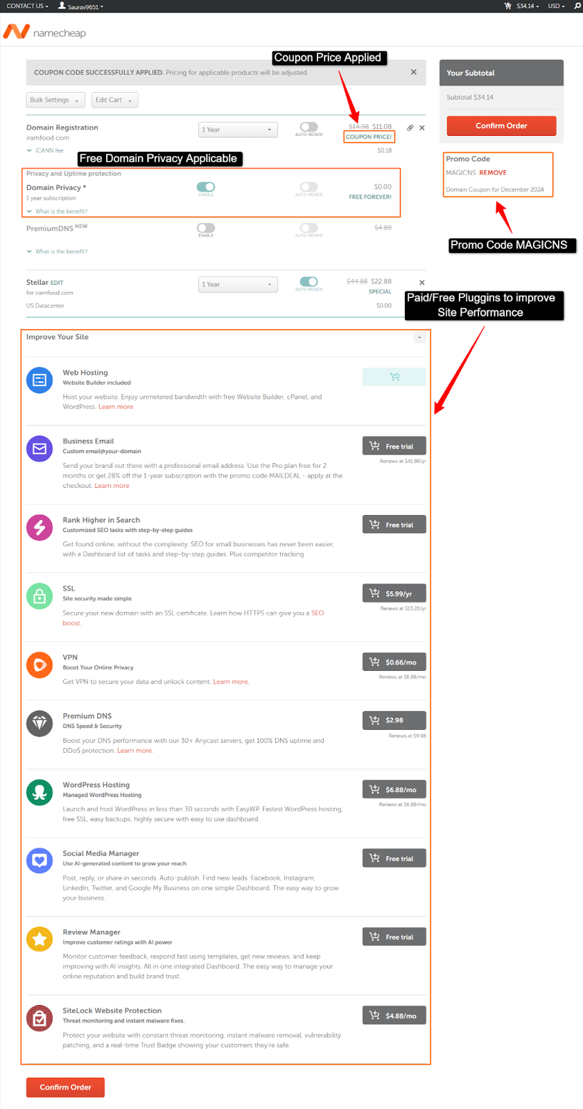 Namecheap coupon details