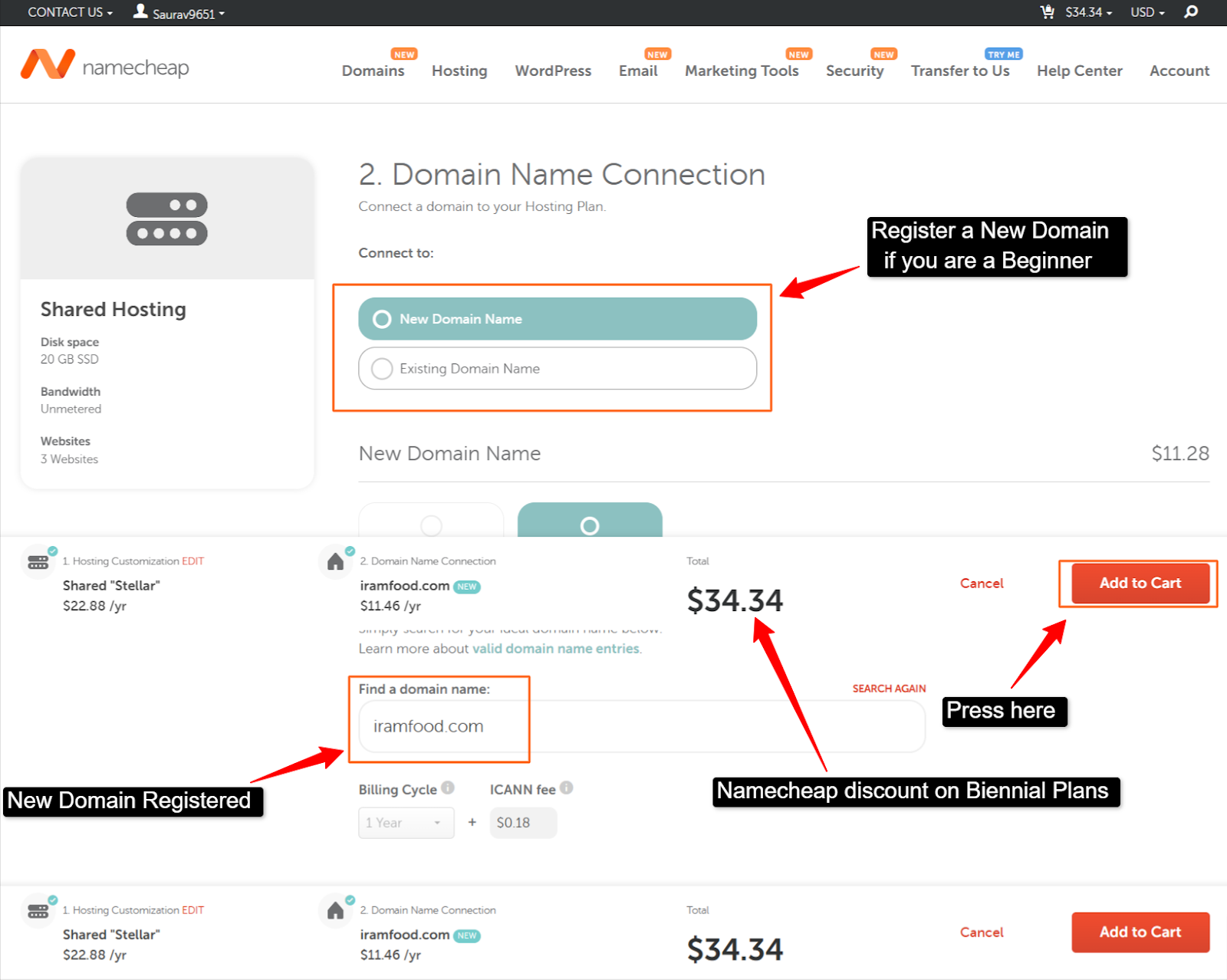 Namecheap details form