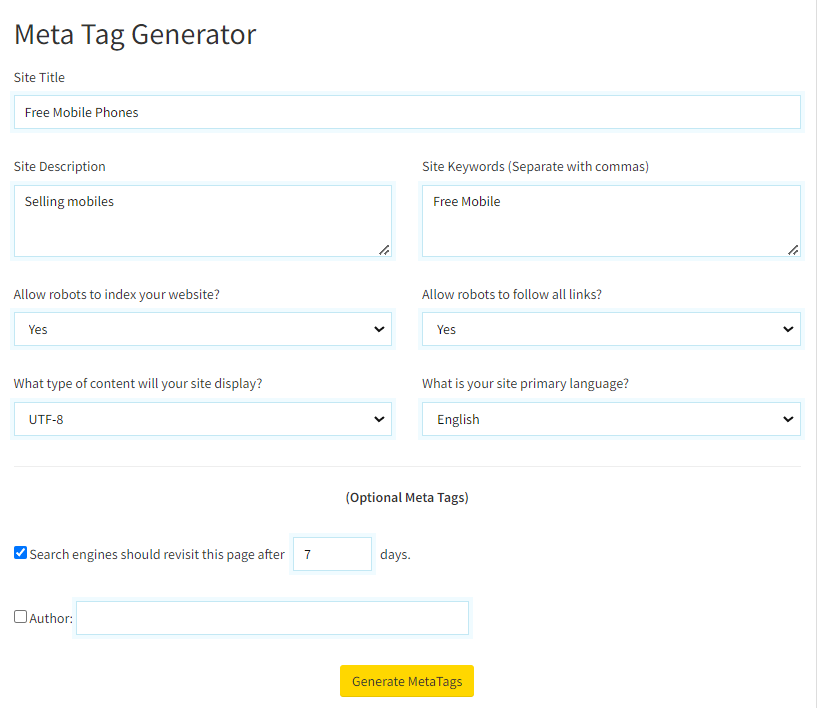 Tag generator